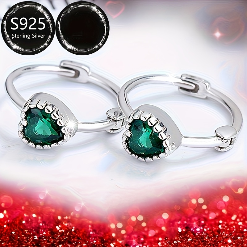 925 Silver Heart Earrings CZ Dangle Lightweight & Durable